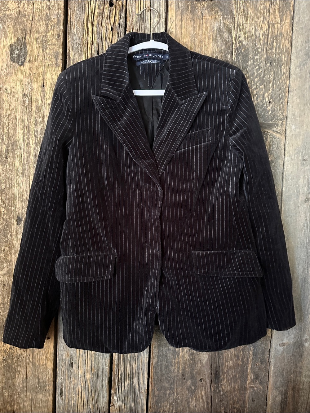 Tommy Hilfiger Black Pinstripe Velvet Blazer size 10